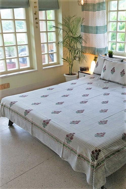 Garden Climbers Handblock Printed Cotton Bedsheet