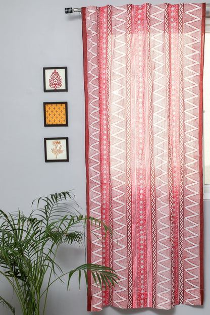 Geometric Romance Handblock Printed Cotton Door Curtain