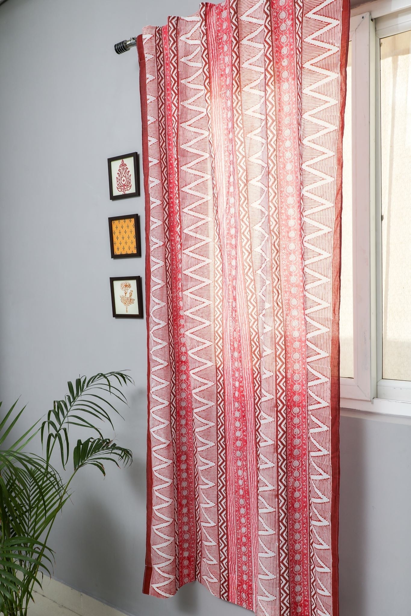 Geometric Romance Handblock Printed Cotton Door Curtain