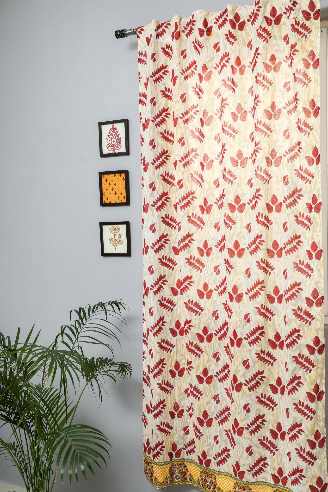 Glow of Autum Handblock Printed Cotton Door Curtain