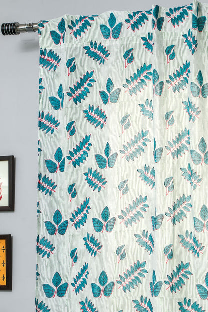 Glow of Leaves Handblock Printed Cotton Door Curtain