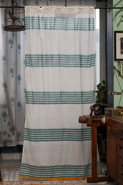 Good Vibes Handblock Printed Cotton Door Curtain