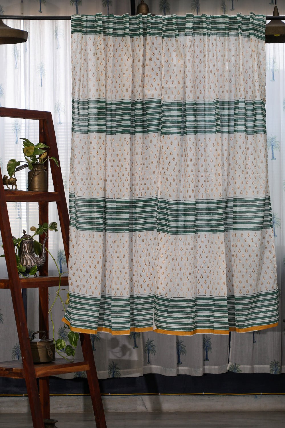 Good Vibes Handblock Printed Cotton Window Curtain