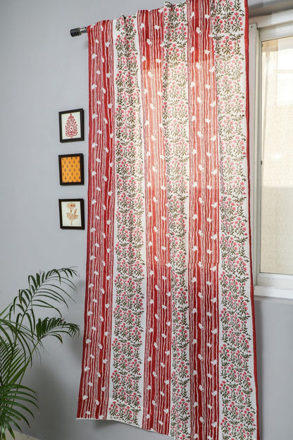 Haven Glazing Handblock Printed Cotton Door Curtain