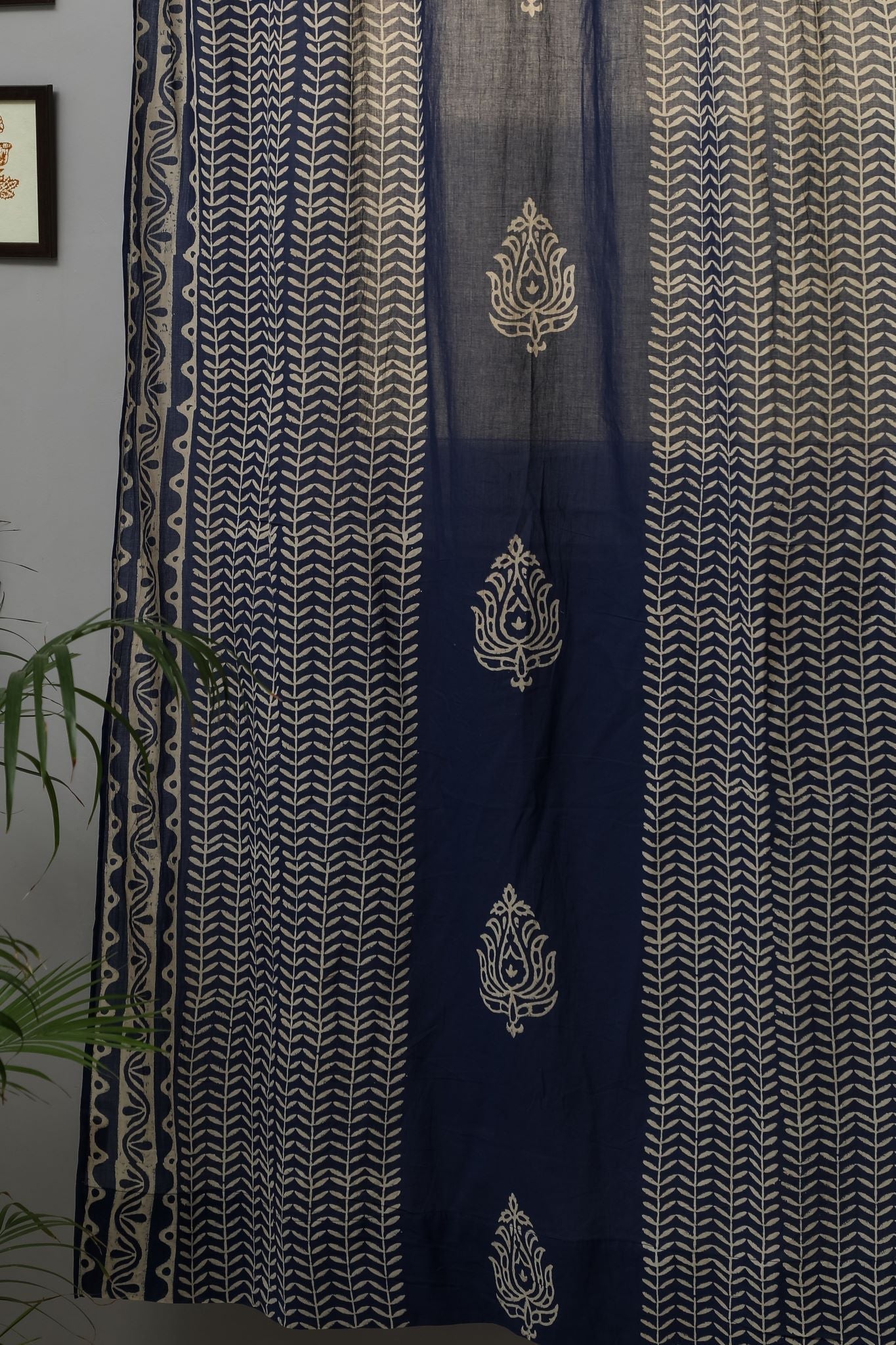 Hydrangea Handblock Printed Cotton Door Curtain