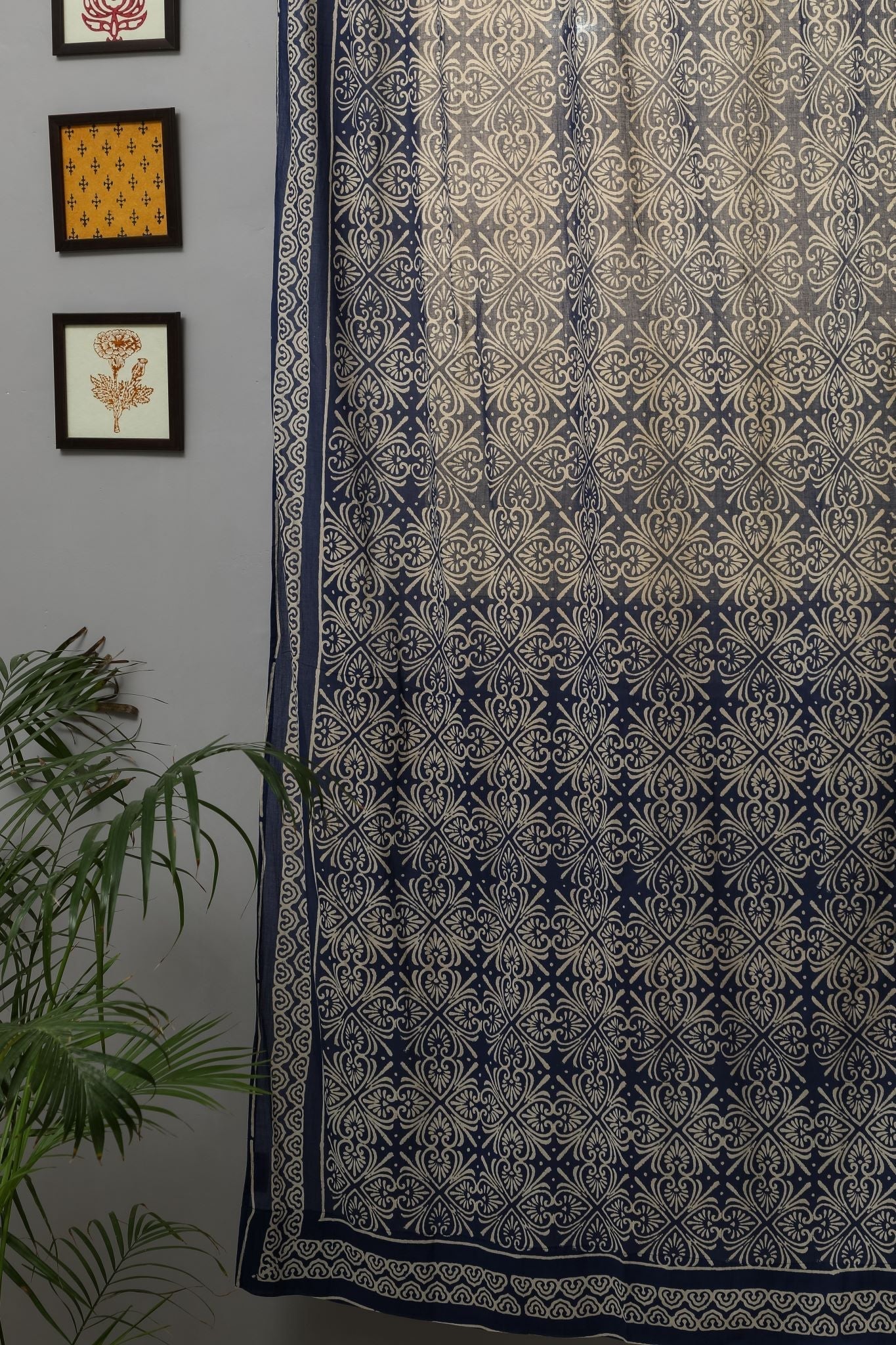 Iris Handblock Printed Cotton Door Curtain