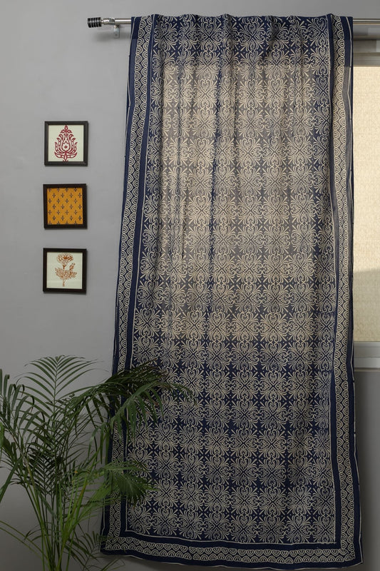 Iris Handblock Printed Cotton Door Curtain