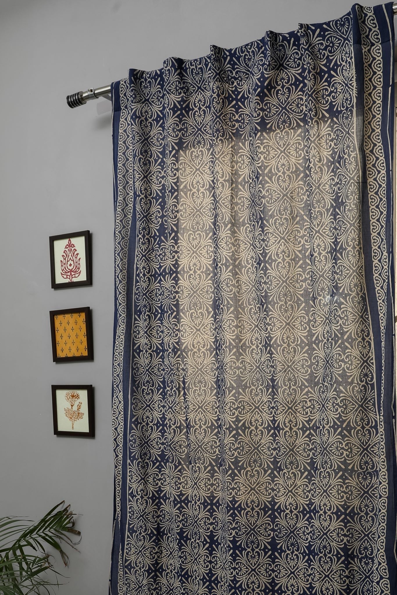 Iris Handblock Printed Cotton Door Curtain