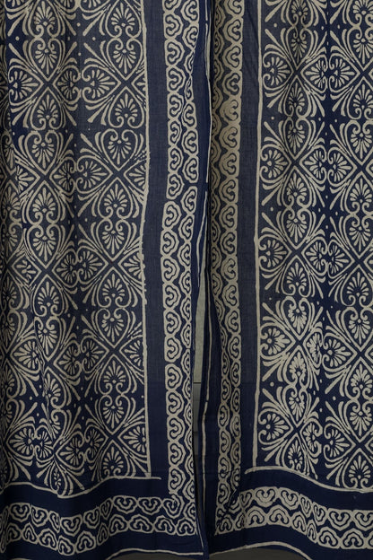 Iris Handblock Printed Cotton Window Curtain