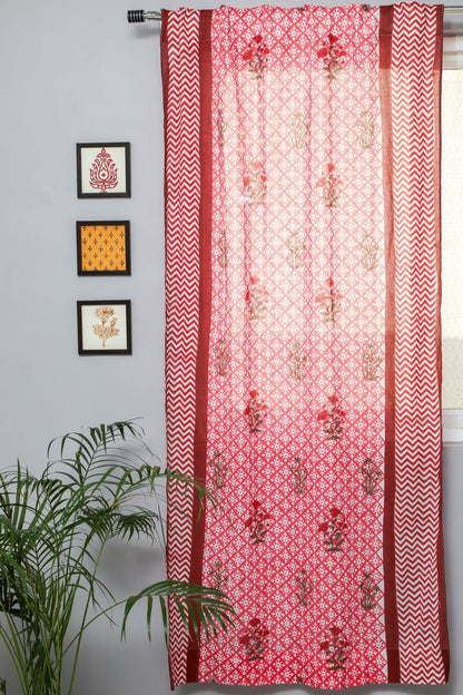 Jade Rose Handblock Printed Cotton Door Curtain