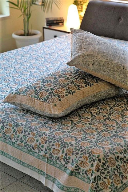 Lively Spring Handblock Printed Cotton Bedsheet