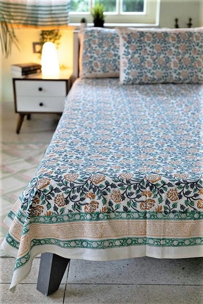 Lively Spring Handblock Printed Cotton Bedsheet