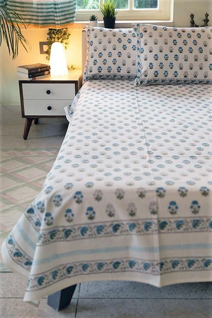 Meaningful Minimal Handblock Printed Cotton Bedsheet