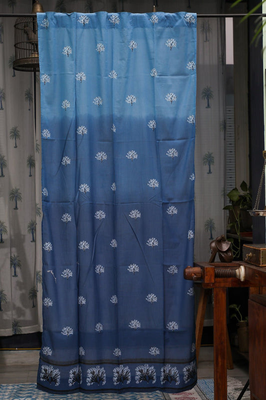 Neela Aasmaan Handblock Printed Cotton Door Curtain