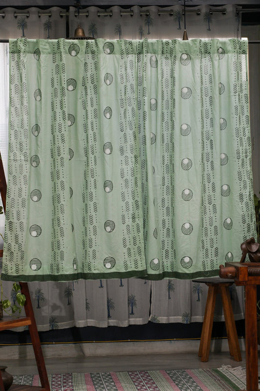 Pastel Dreams Handblock Printed Cotton Window Curtain