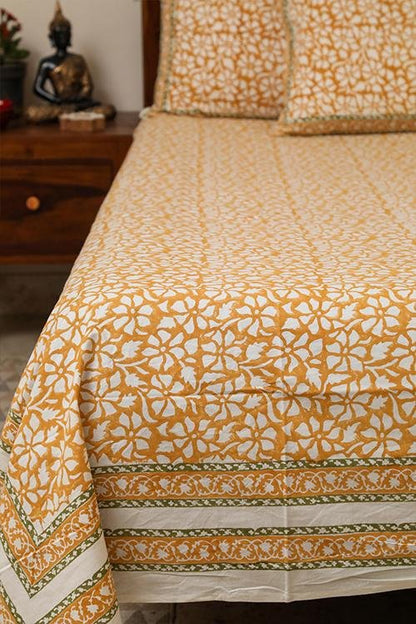 Peet Pushp Handblock Printed Cotton Bedsheet