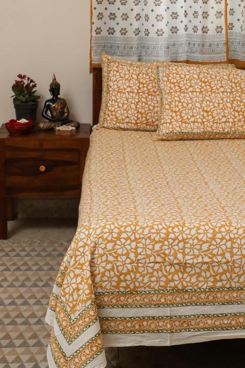 Peet Pushp Handblock Printed Cotton Bedsheet