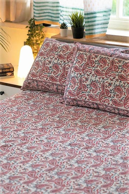 Pleasing Pasley Handblock Printed Cotton Bedsheet