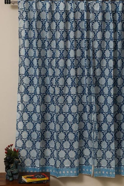 Sky Blossom Handblock Printed Voile Cotton Curtain