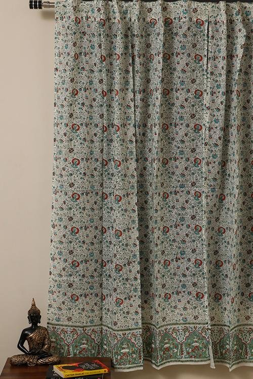 Spring Bloom Handblock Printed Voile Cotton Curtain