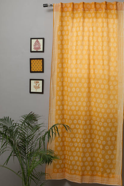 Sunflower Handblock Printed Cotton Door Curtain