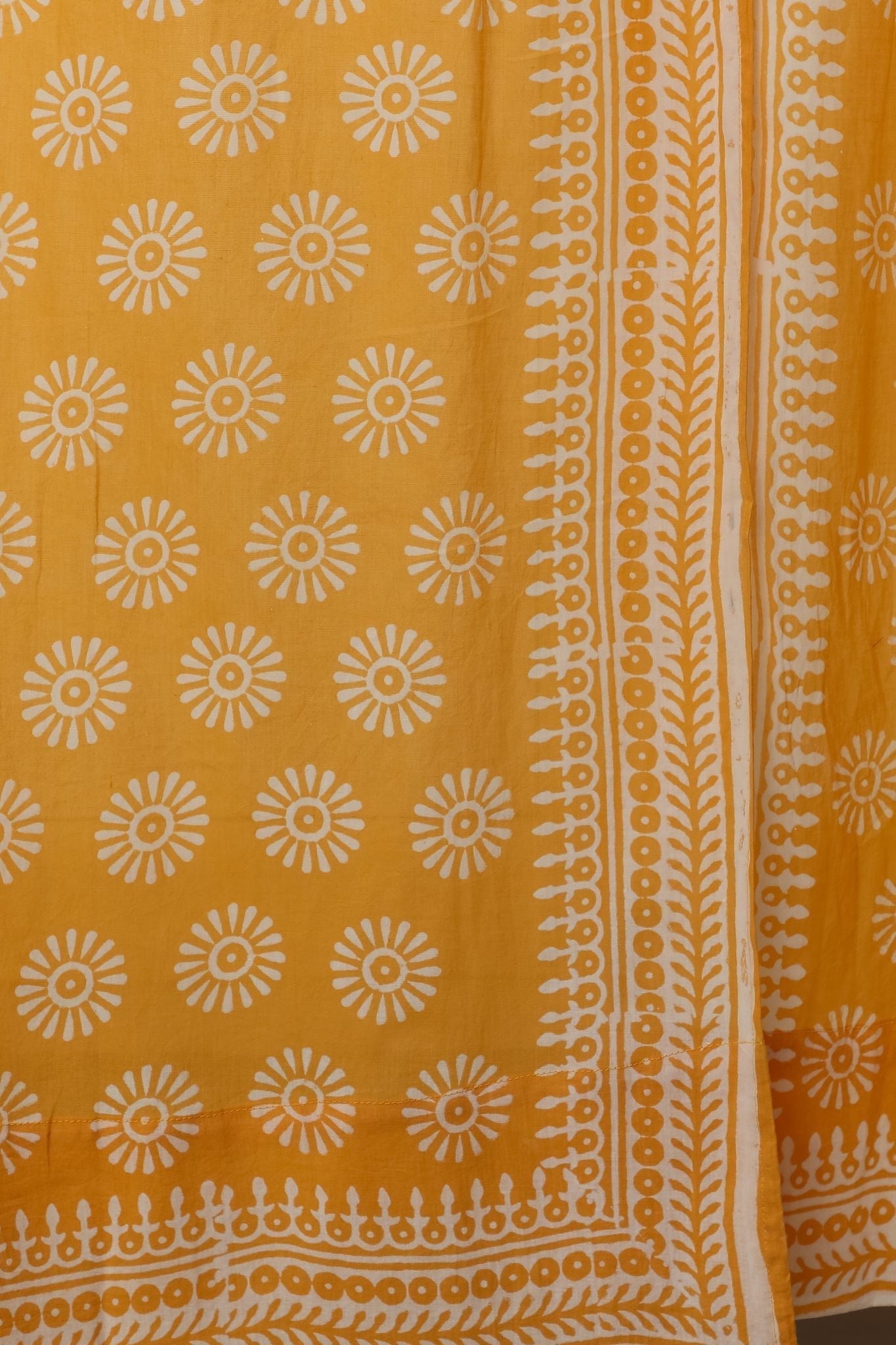 Sunflower Handblock Printed Cotton Window Curtain