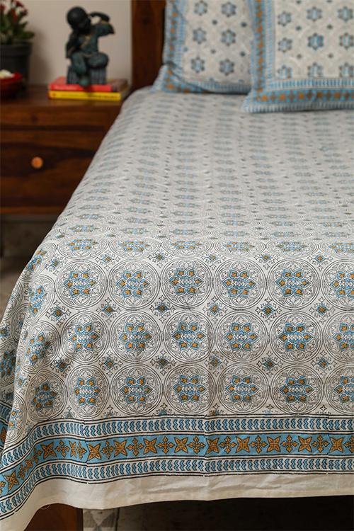 Twinkling Star' Handblock Printed Cotton Bedsheet