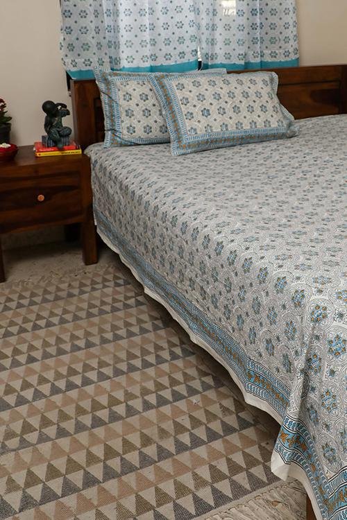 Twinkling Star' Handblock Printed Cotton Bedsheet