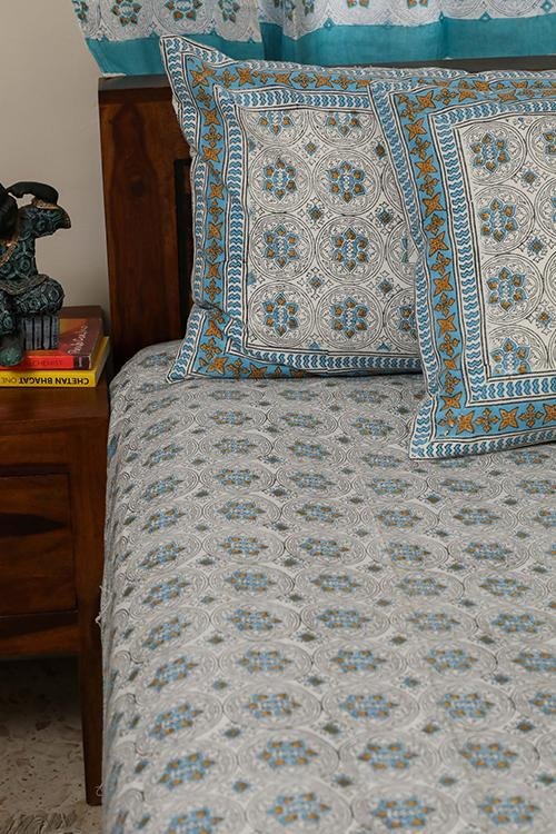 Twinkling Star' Handblock Printed Cotton Bedsheet