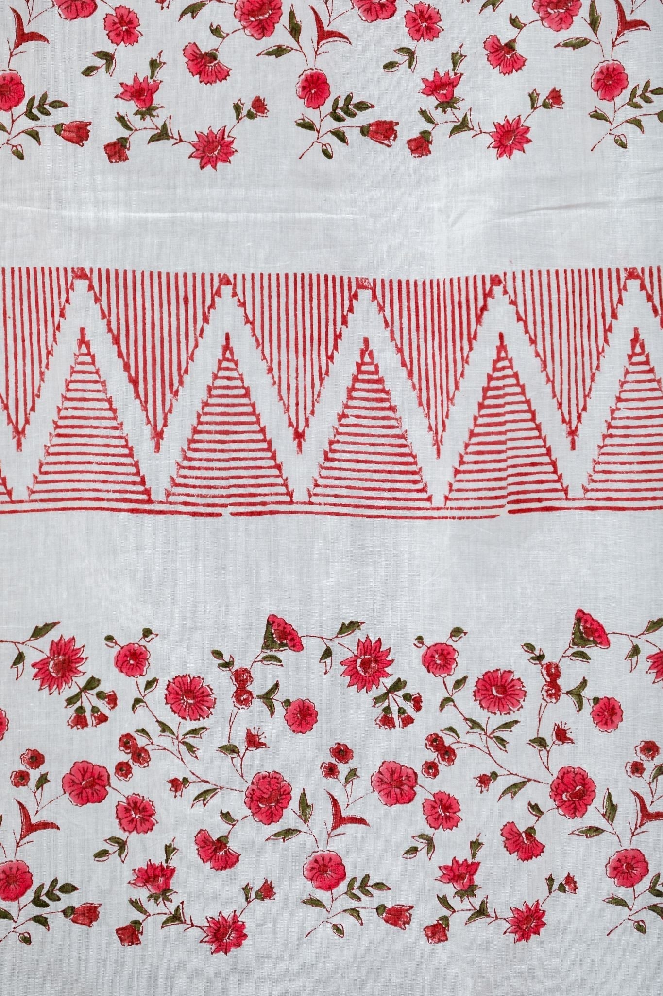 Zig Zag Ruby Handblock Printed Cotton Door Curtain