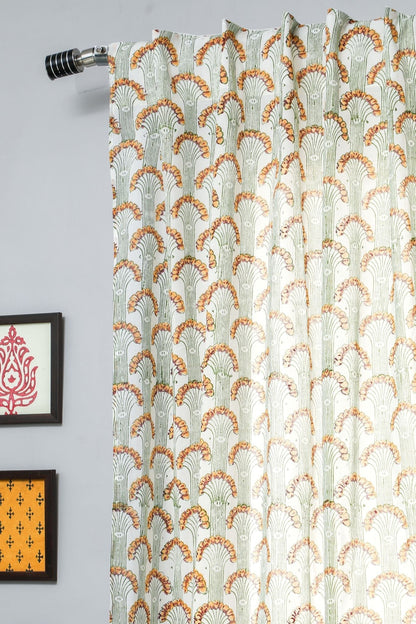 Sparkle's Garden Handblock Printed Cotton Window Curtain