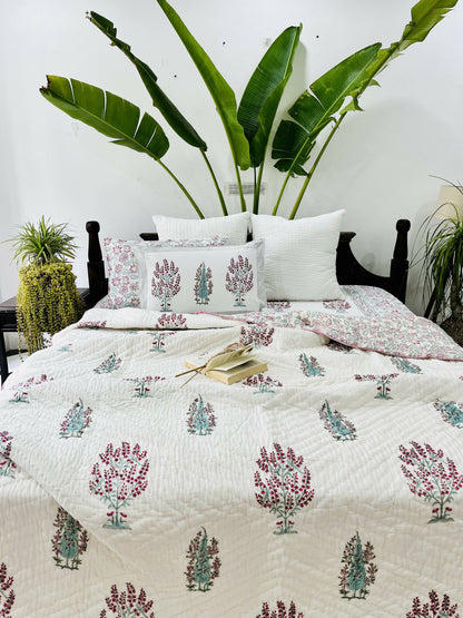 Panchi Hand Block Print Reversible Quilt