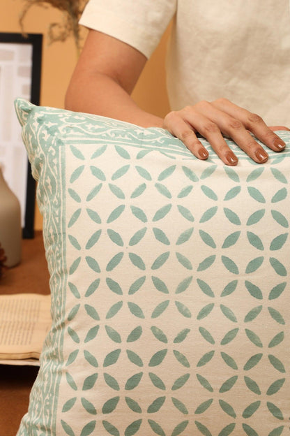 Summer Green Cushion Cover - Block Printed