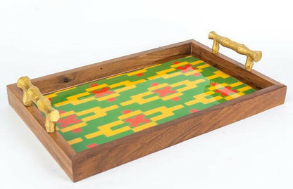 Water Colour Crossed Design Wooden Tray