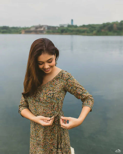 Aahatein Kalamkari Wrap Around Dress