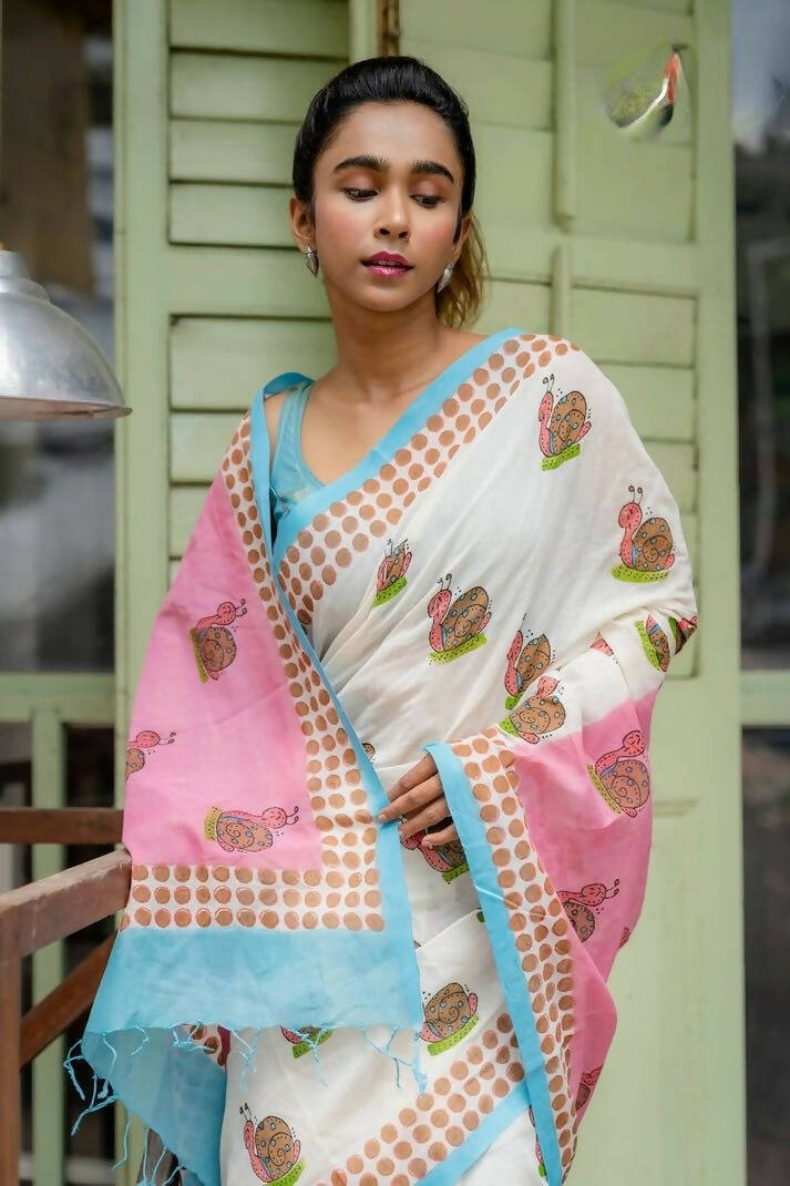 Snail Cotton Printed Saree