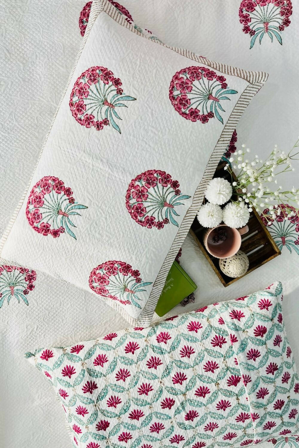 Madhumalti Handblock Printed Jacquard Bedcover