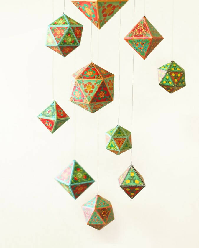 Set Of 10 Geometric Ornaments - Diy Paper Craft Kit