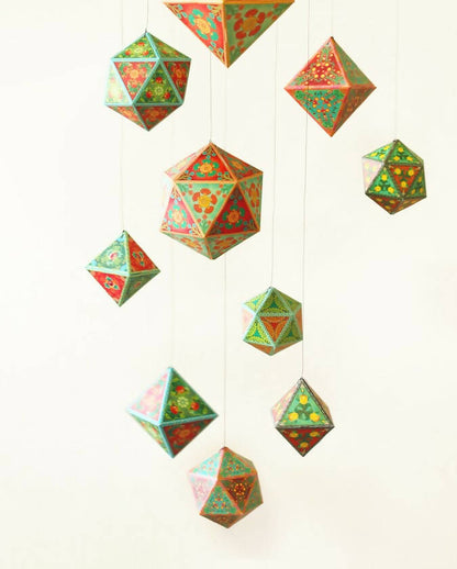 Set Of 10 Geometric Ornaments - Diy Paper Craft Kit