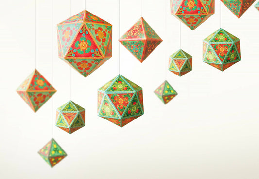 Set Of 10 Geometric Ornaments - Diy Paper Craft Kit