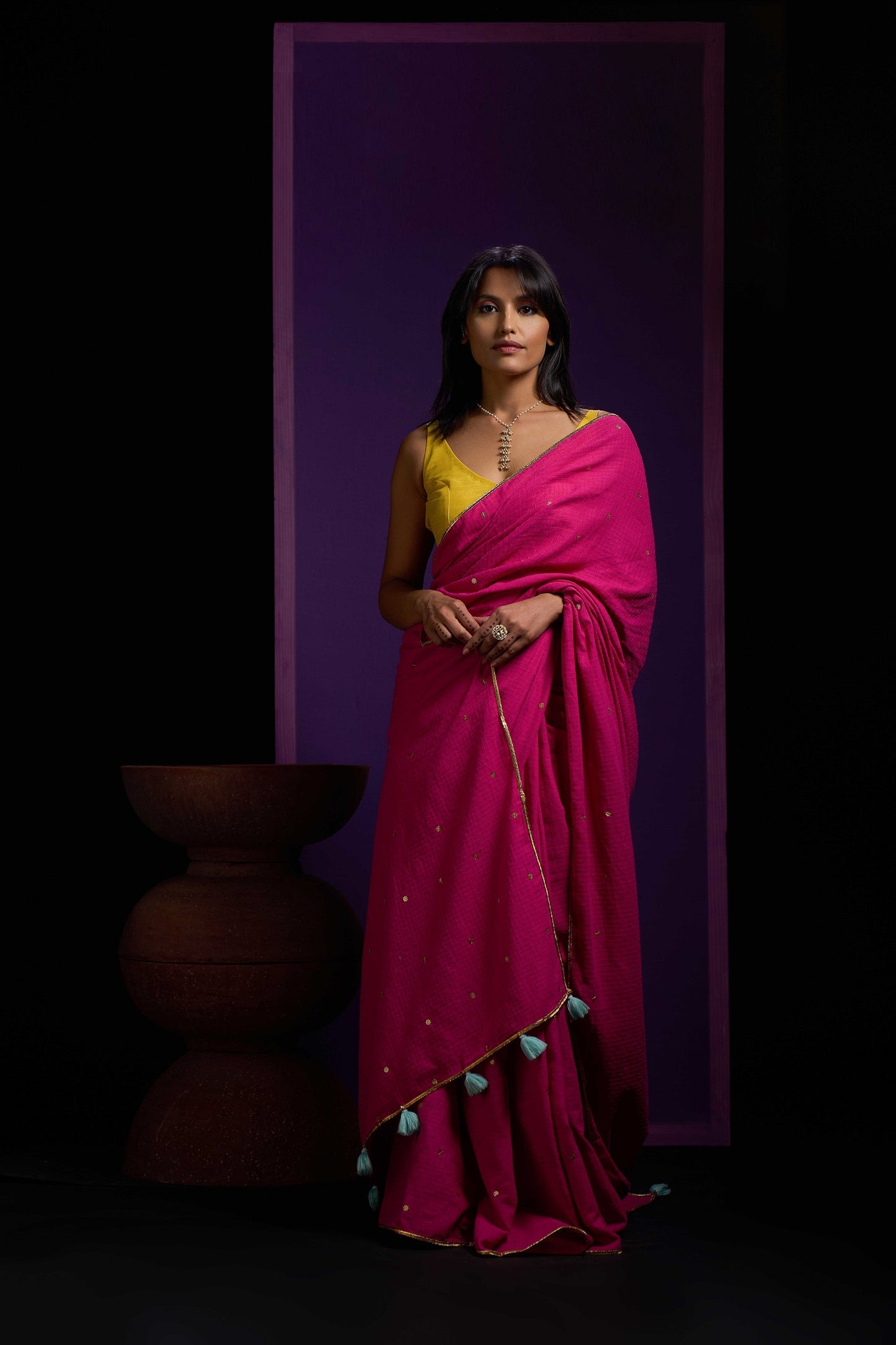 Rani Pink Tohfa Gota Border Saree