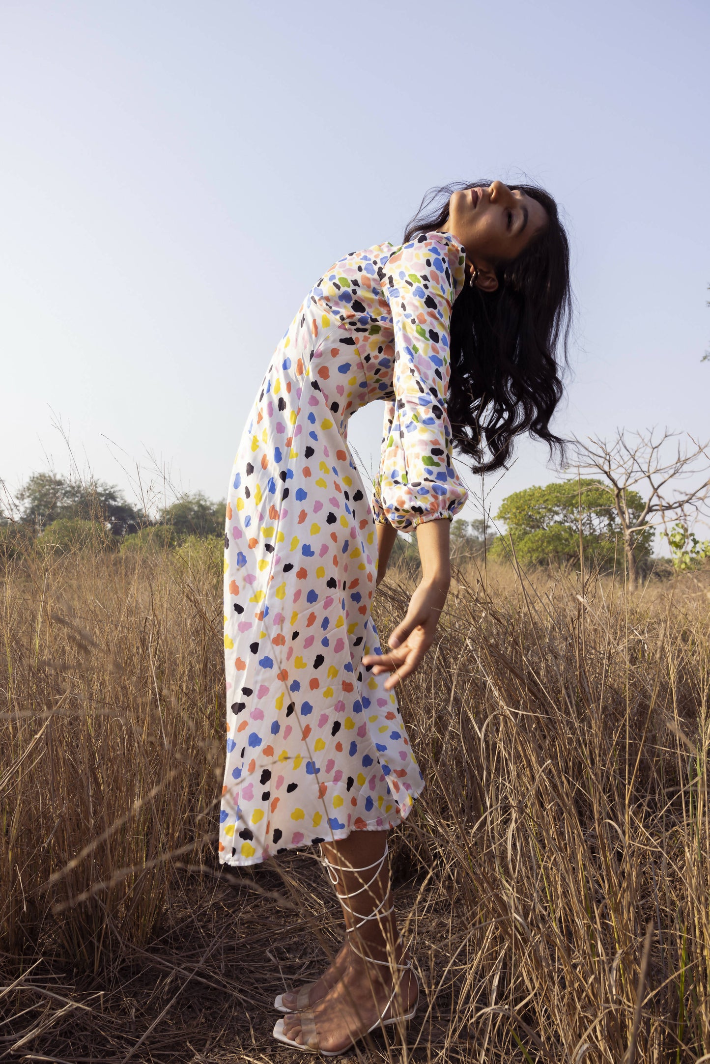 Clash Of The Prints Dress - in Freckles Print