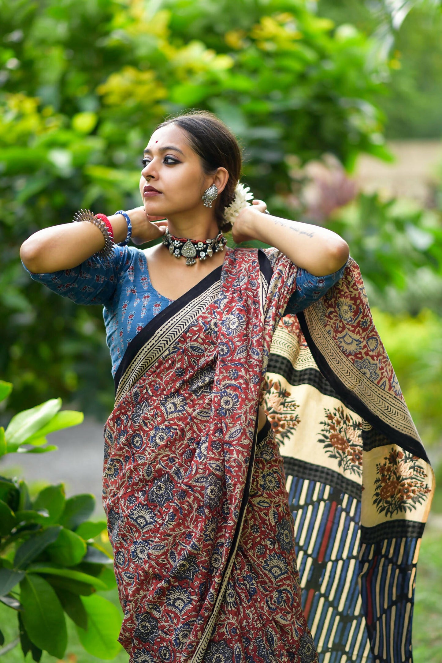 Rosy Affair- Hand Block Print Mulmul Cotton Saree