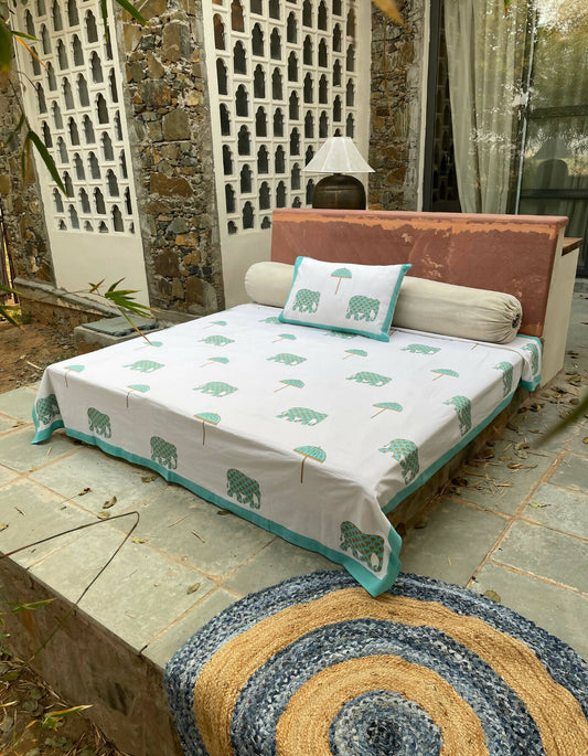 Emerald Elephant Bedsheet Set