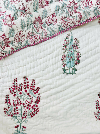 Panchi Hand Block Printed Cotton Bedding Set