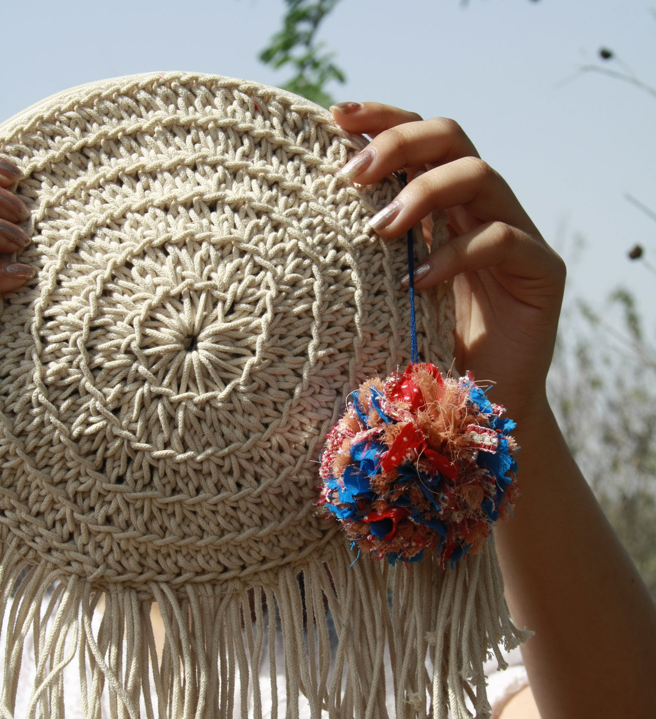 Miniature Round Bag with Tassels