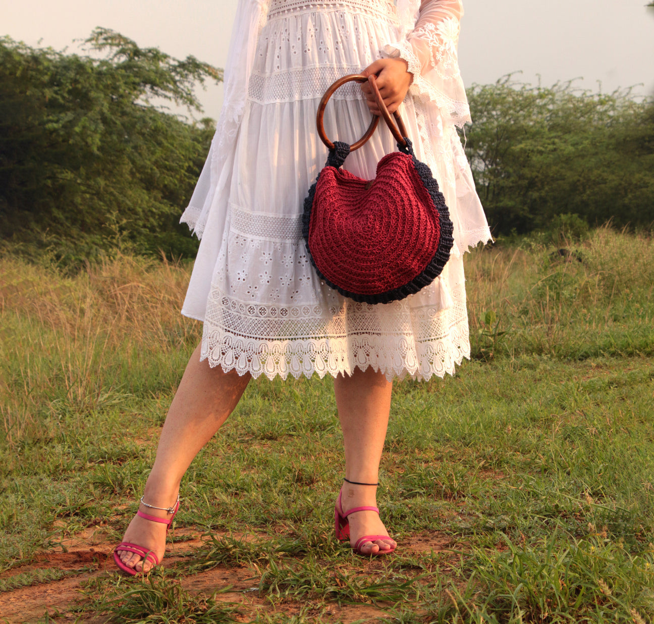 Cotton Handle Crochet Bag