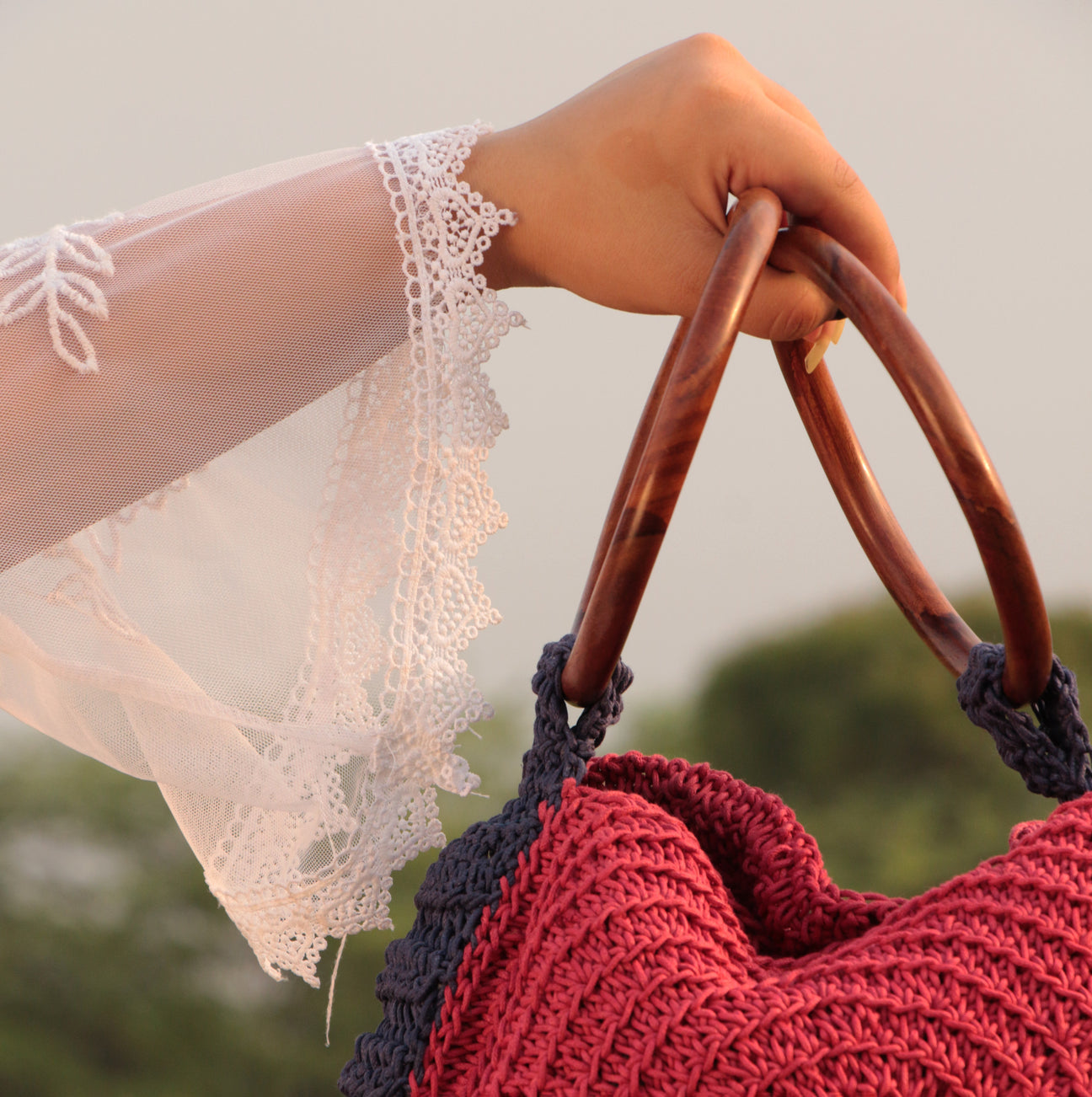 Cotton Handle Crochet Bag