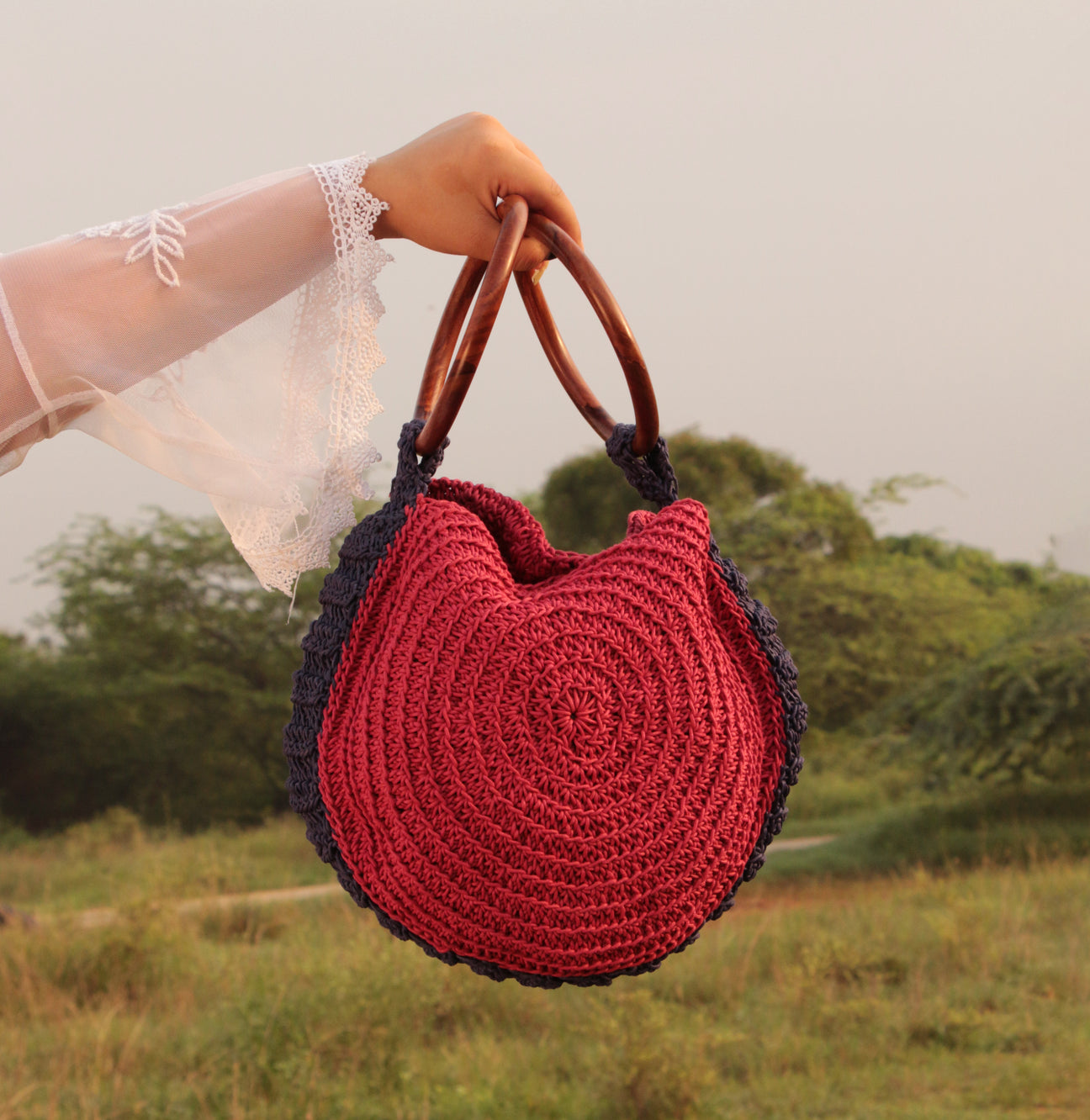 Cotton Handle Crochet Bag
