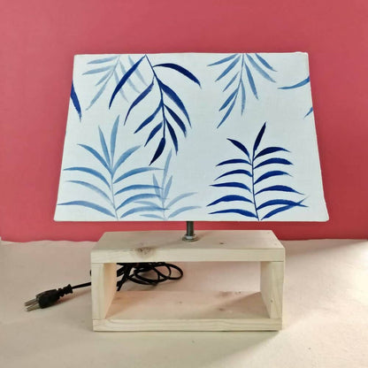 Rectangle Table Lamp - Blue Fern Lamp Shade